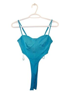 Zara Turquoise Sculpted Thong Bodysuit